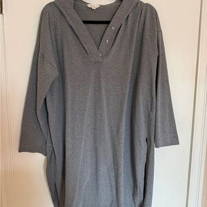 Eileen Fisher Hooded LongTop Gray 3/4 Sleeve Size Large Minimalist